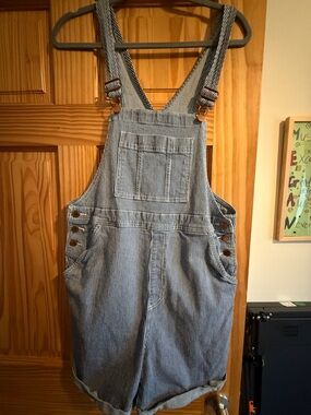 Universal Thread Blue and White Striped Short Overalls